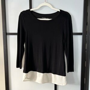 [XS] Croft & Barrow Super Soft Black Rayon With White Trim Long Sleeve Shirt